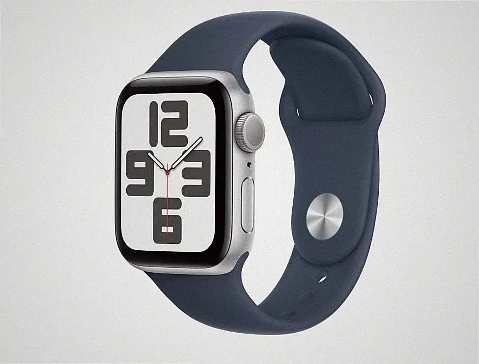 Apple Watch SE 2022 Silber Dunkelblau 44mm Smartwatch neuwertig OVP