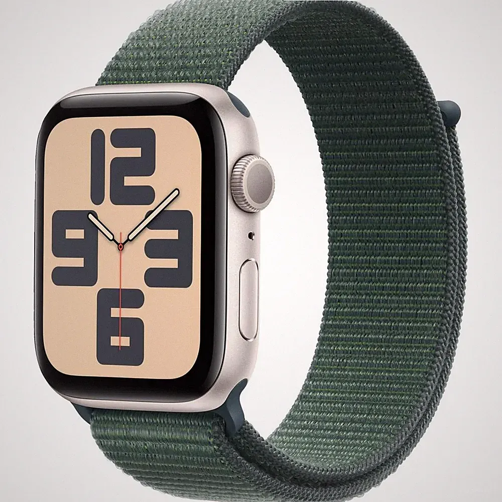 Apple Watch SE Smartwatch Polarstern (130 - 200 mm) Textil Carbon Neutral