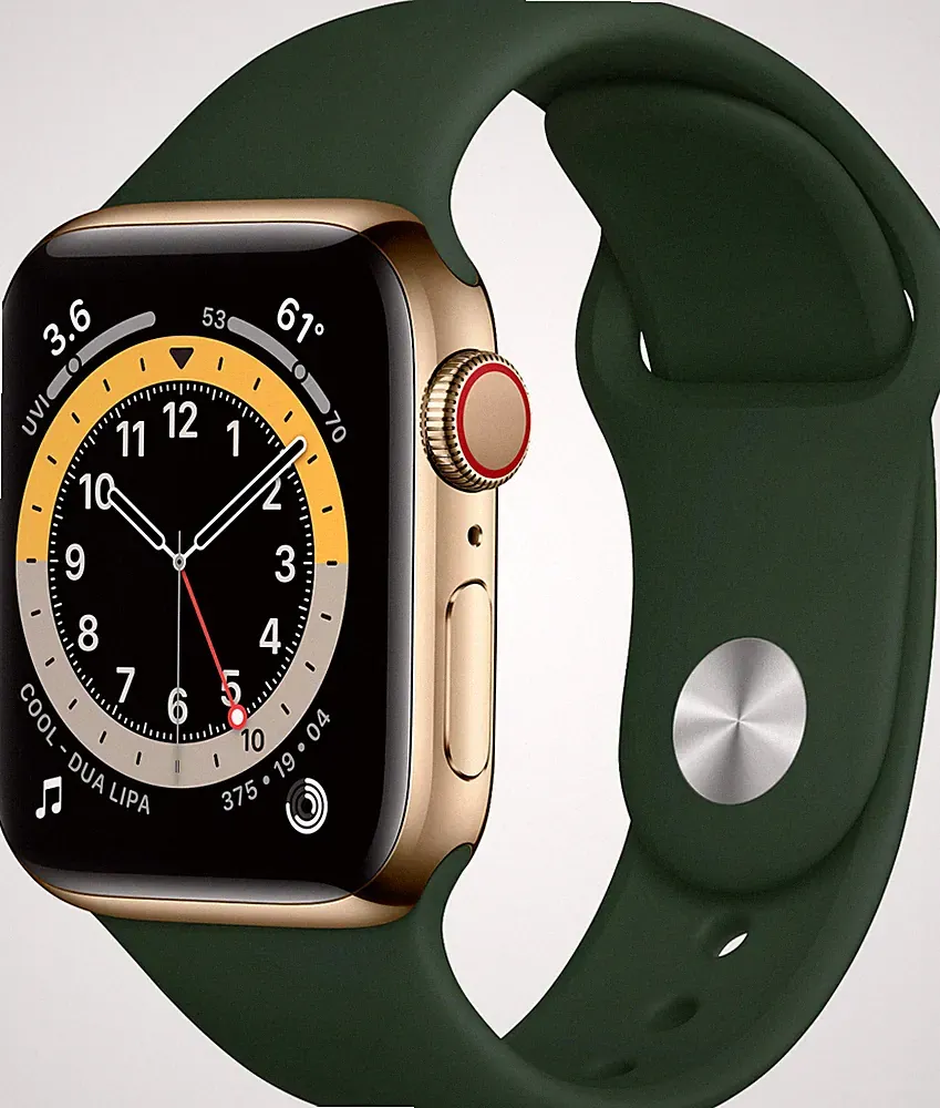 Apple Watch Series 6 GPS+Cellular LTE 44mm Edelstahlgehäuse Gold Zyperngrün