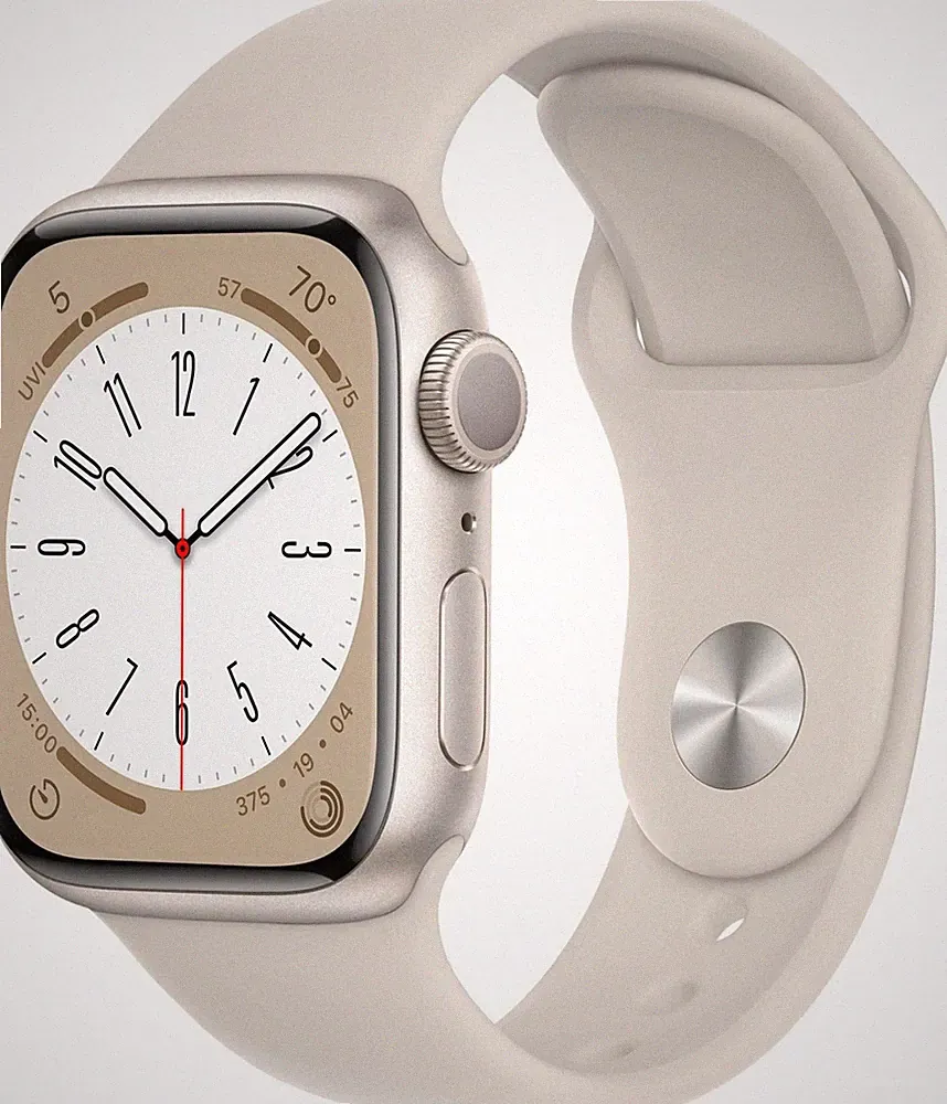 Apple Watch Series 8 GPS 41mm Smartwatch Starlight Sportarmband MNP63FD/A