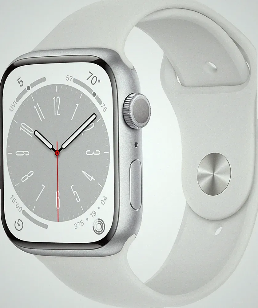 Apple Watch Series 8 GPS 45mm Smartwatch Silber Sportarmband MP6N3FD/A
