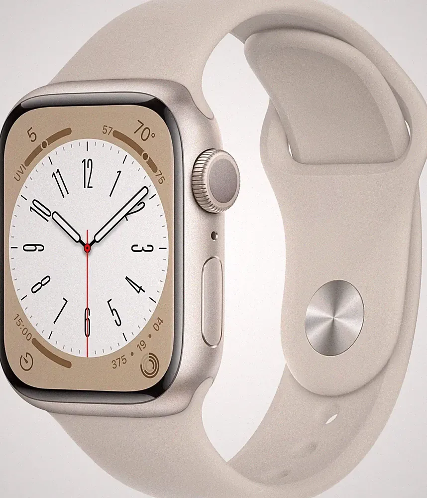 Apple Watch Series 8 GPS 45mm Smartwatch Starlight Sportarmband MNP23FD/A