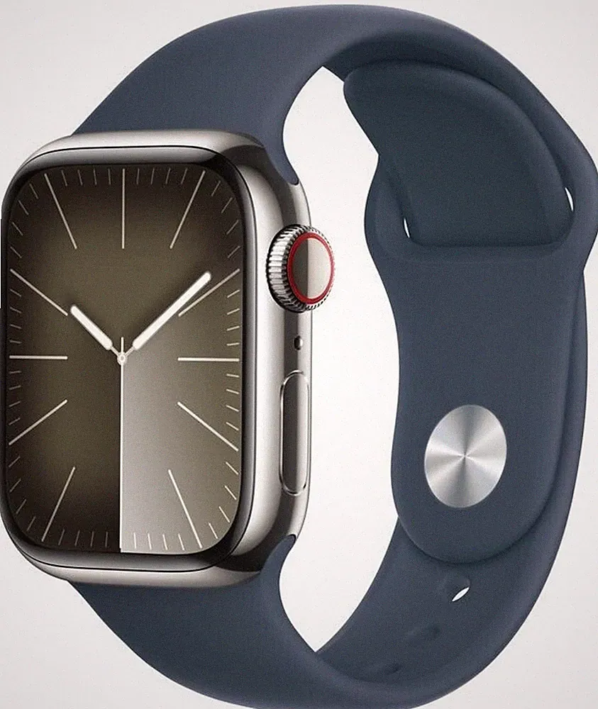 Apple Watch Series 9 GPS Cellular 41mm Edelstahl Smartwatch Silber Band Blau