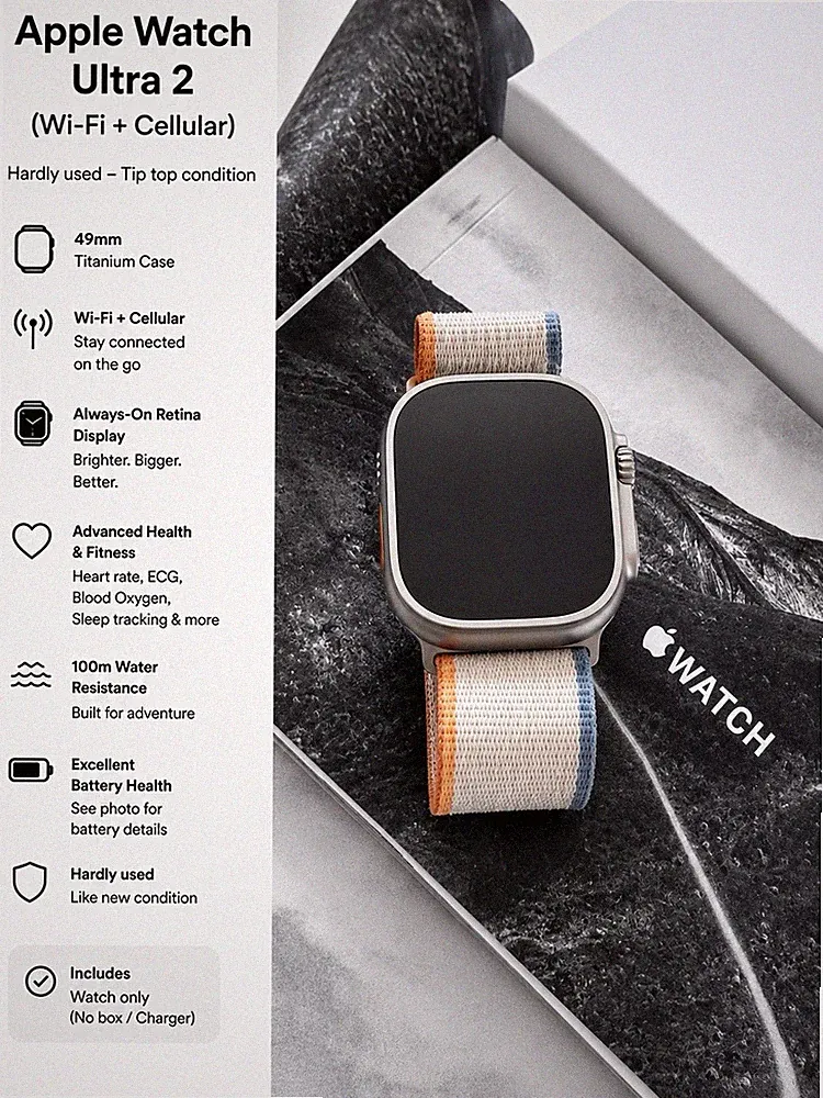 Apple Watch Ultra 2 49 mm Titan Smartwatch Silber - GPS + Cellular (LTE)