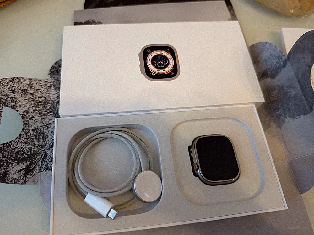 Apple Watch Ultra 49 mm Titan silber GPS Smartwatch mit Ladekabel