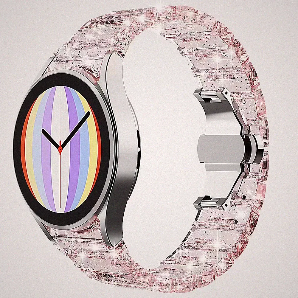 Armband 20 mm aus PC für Samsung Galaxy Watch 5 4 Smartwatch in Glitzer Pink
