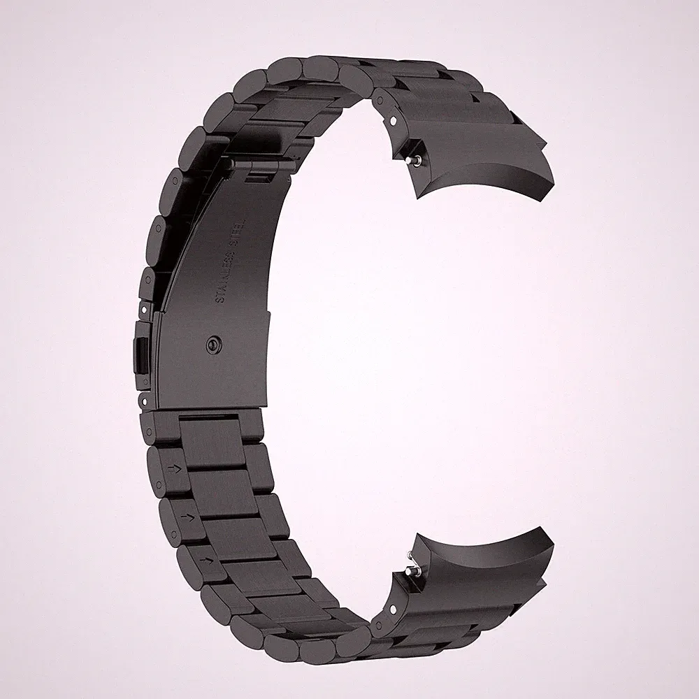 Armband 22mm aus rostfreiem Stahl mit Kippfaltschließe für Smartwatch in Schwarz