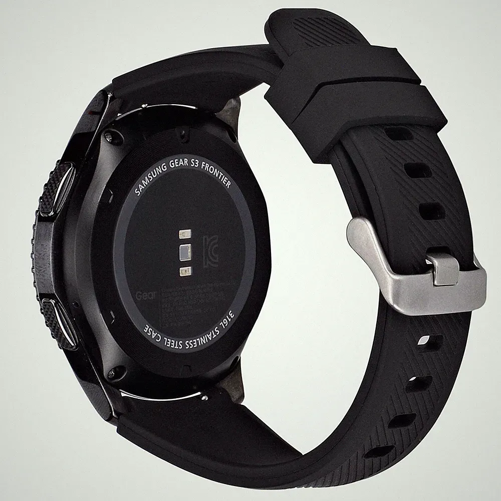 Armband flexibel aus Silikon 22mm für Samsung Gear S3 Smartwatch in Schwarz