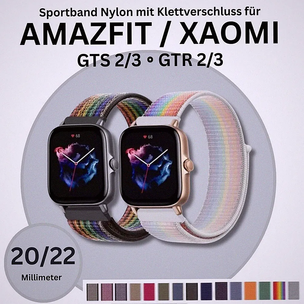 Armband Für AMAZFIT Smartwatch Bip Lite GTS 2 3 mini GTR ✅ 20mm 22mm Nylon Loop