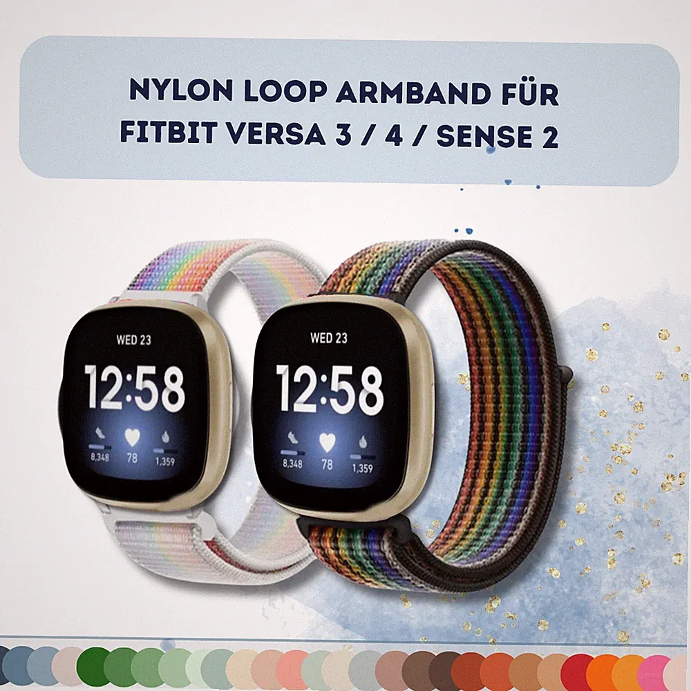 Armband Für Fitbit Versa 4 Sense 2 Nylon Loop ✅ Klettband Sport Band Smartwatch