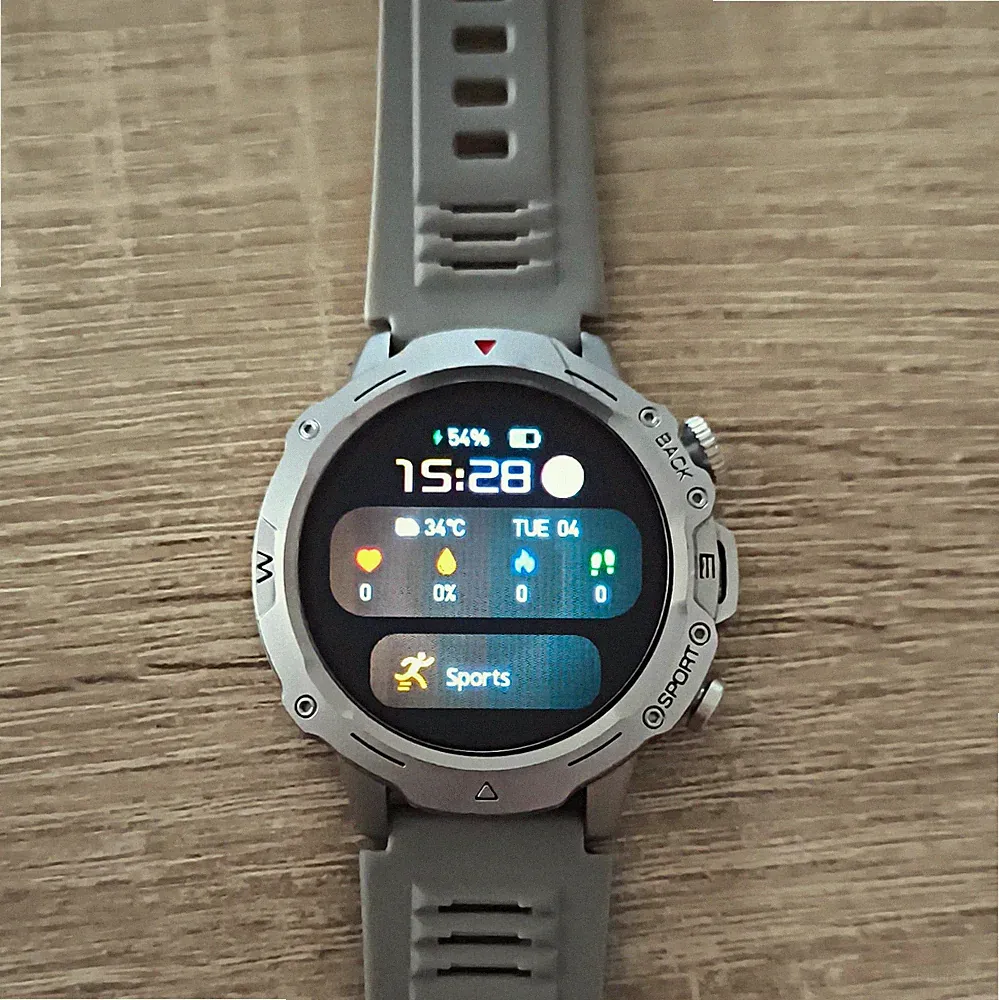 AVUMDA Smartwatch 50 mm silber Gehäuse graues Silikonarmband kompatibel Android