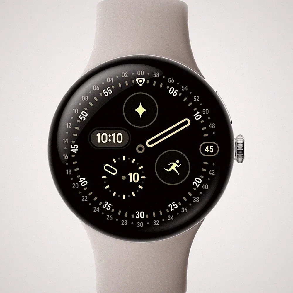 B-Ware Google Pixel Watch 4 45 LTE Smartwatch Porcelain (150-215) Fluorelastomer