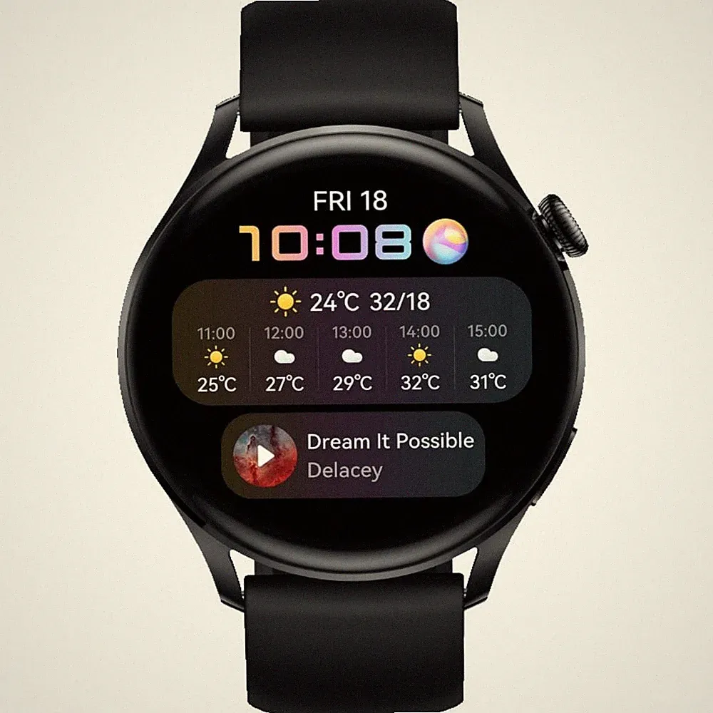 B-Ware Huawei Watch 3 Smartwatch Black/Black (140-210 mm) Fluoroelastomer