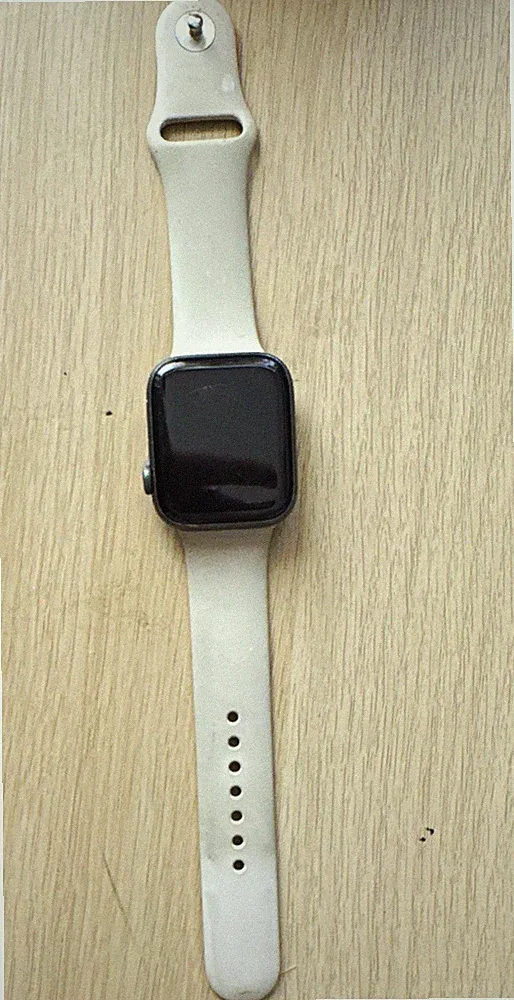 BASTLER Apple Watch SE 44 mm Aluminium Grau Smartwatch Silikonarmband Beige