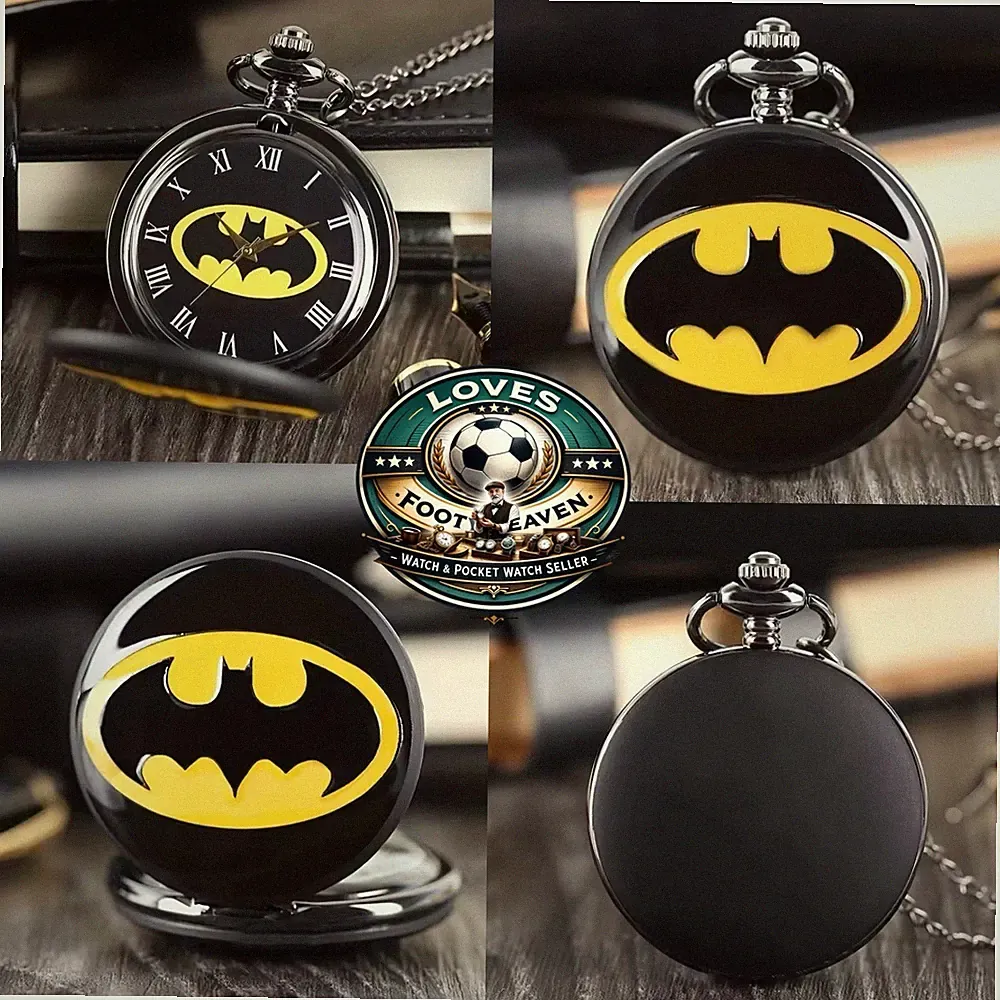 Batman Logo Taschenuhr mit Kette & Geschenkbox DC Cool Retro Smart Present