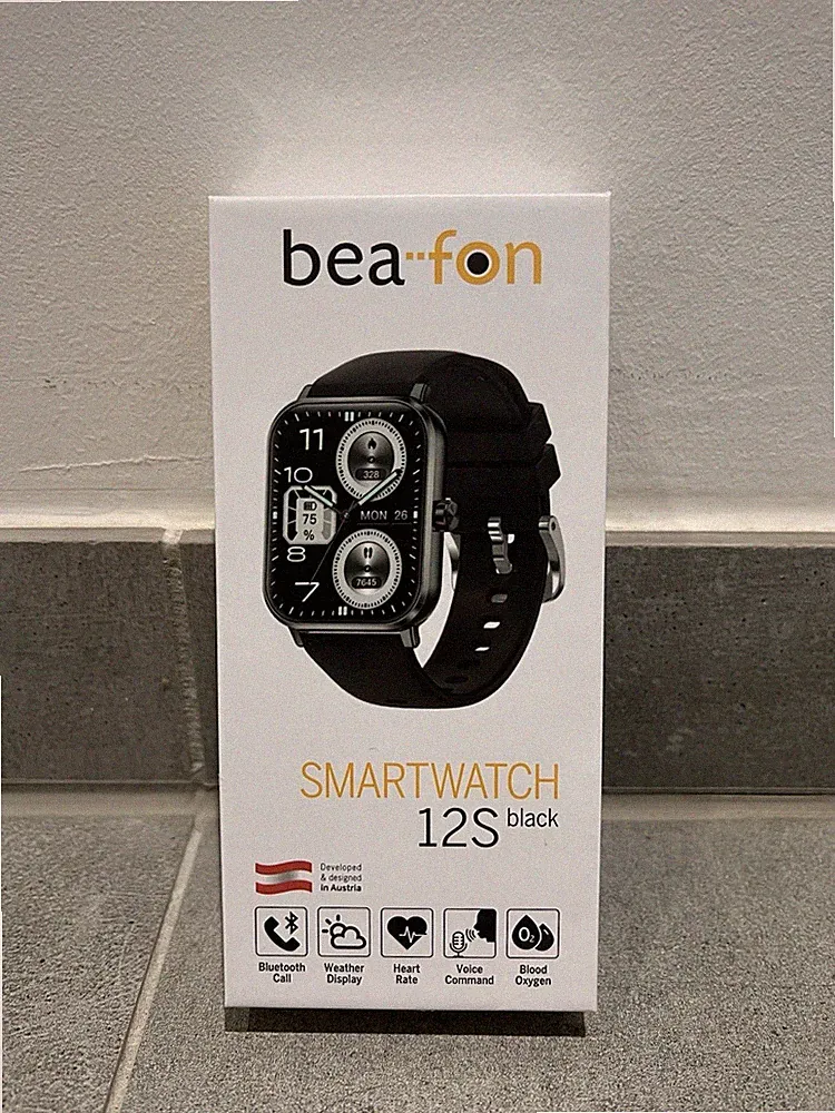 bea-fon Smartwatch 12S Schwarz 46 mm Silikon, Android & iOS, Bluetooth Anrufe