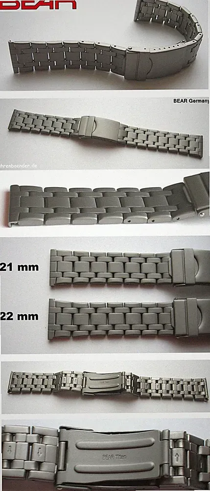 BEAR 1638 TITANUHRENARMBAND TITAN TITANIUM TITANARMBAND TITANUHRENBAND 22 mm