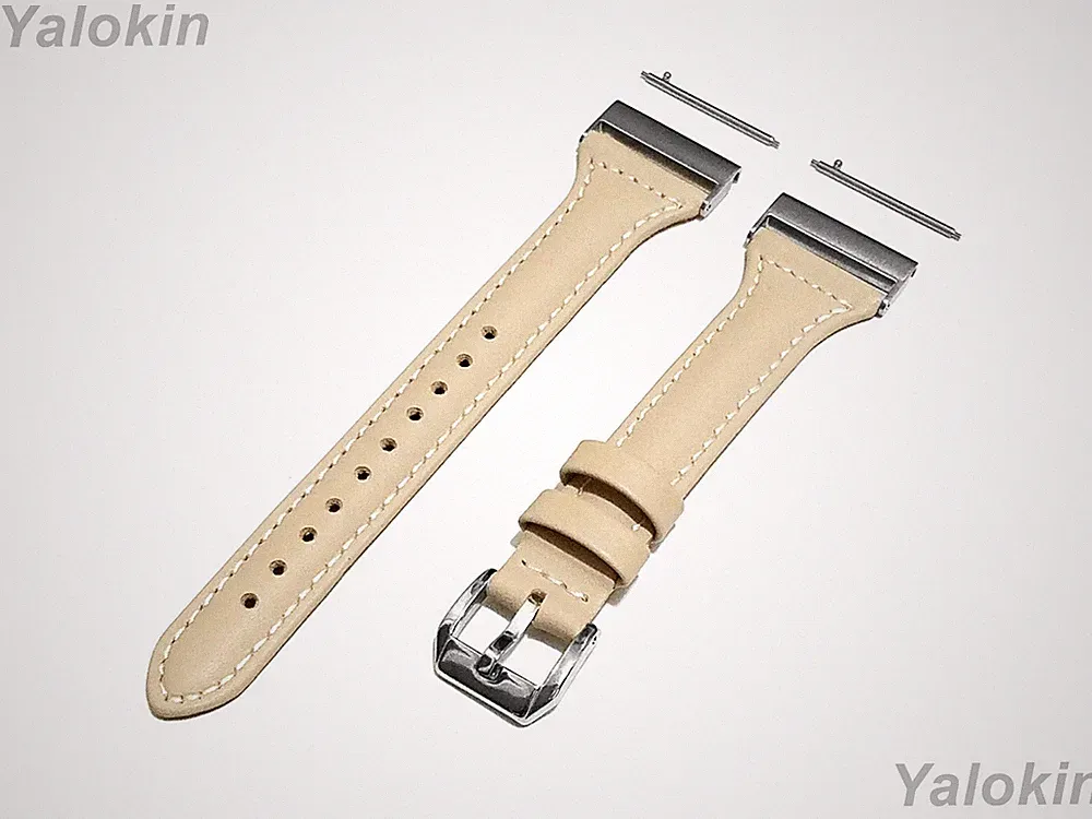 Beige Dünn Leder Band Armband für Garmin Venu X1 Fitness Smartwatch -A24B22