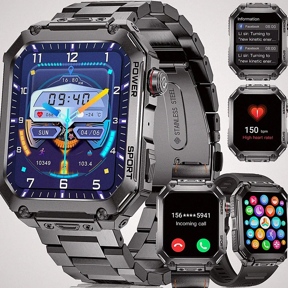 BENYAR SMART Smartwatch Herren Militär,1.91'' Display/500mAh Akku,Fitnessuhr...