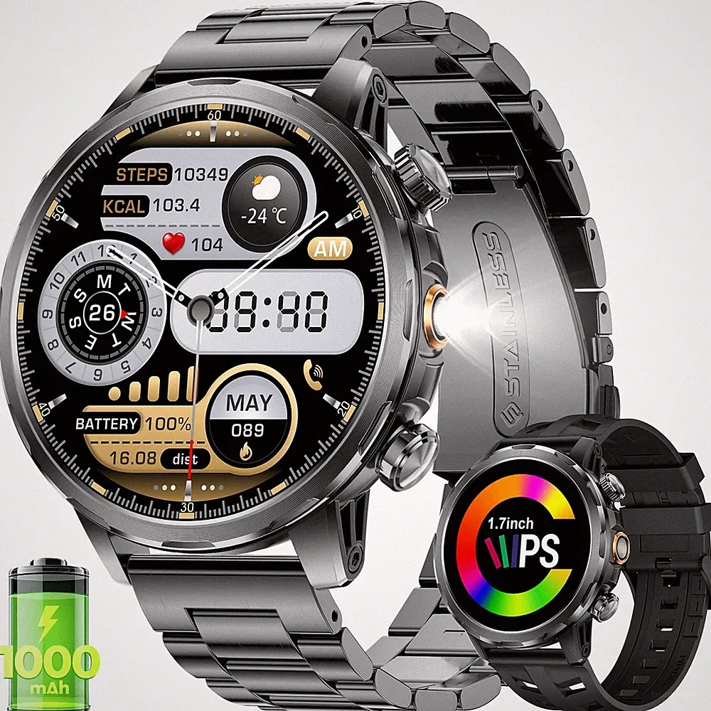 BENYAR SMART Smartwatch Herren mit 1000mAh Akku, 1,7'' Großes Display Militär...