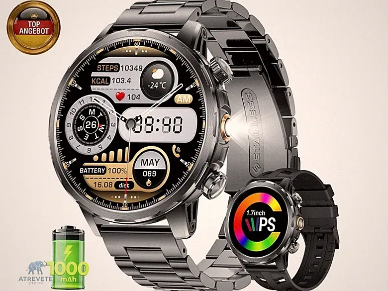 BENYAR SMART Smartwatch Herren mit 1000mAh Akku, 1,7'' Großes Display Militär S