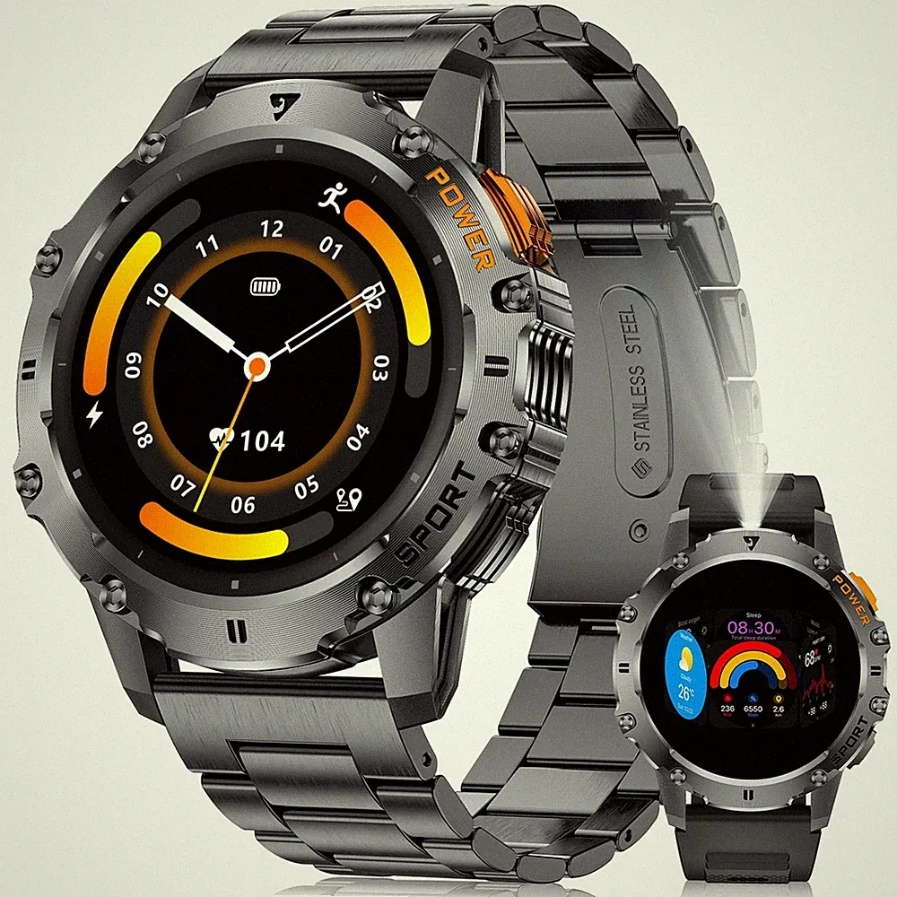 BENYAR SMART Smartwatch Herren mit Taschenlampe für Android iOS 1.43'' Amoled...