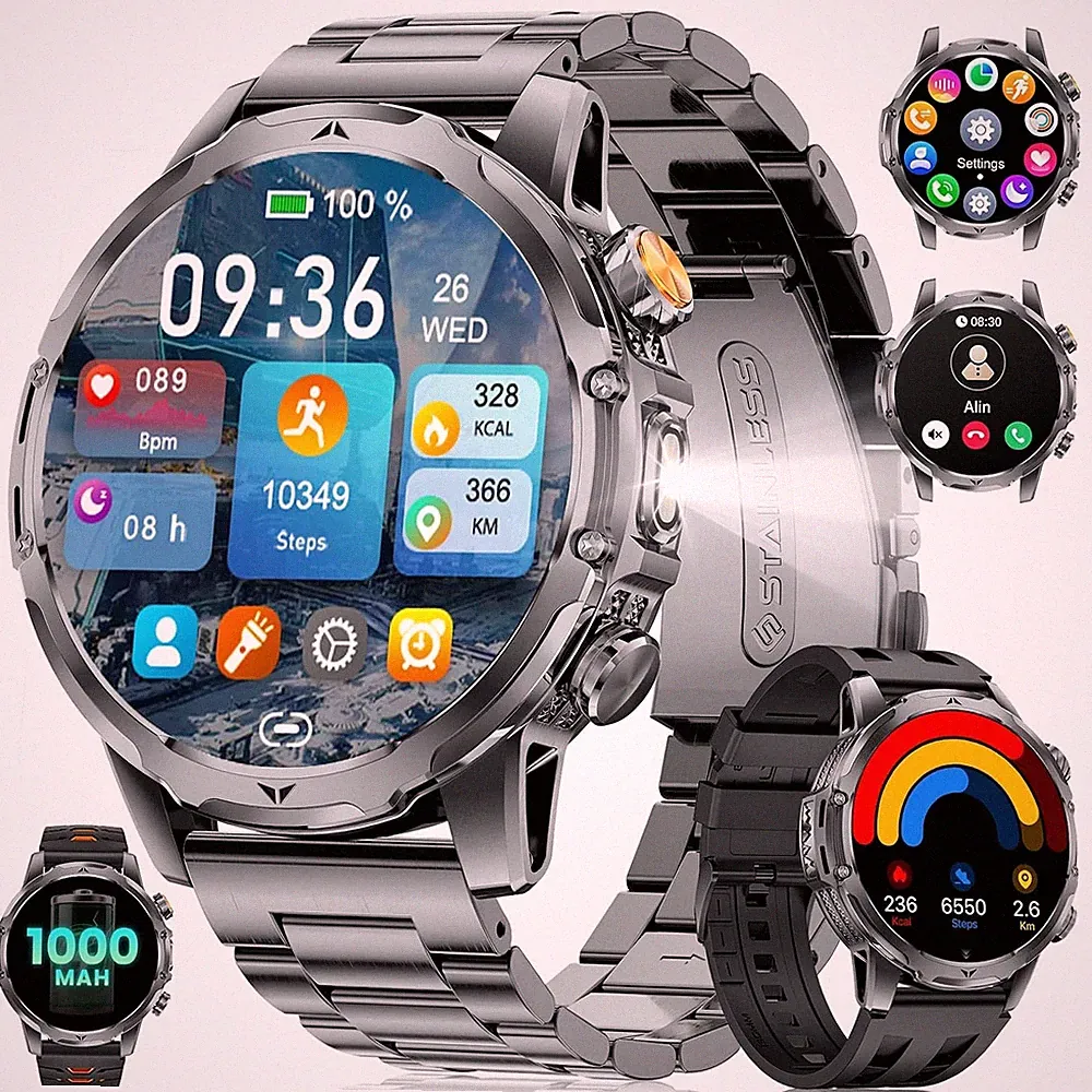 Benyar Smartwatch Herren EF23-B mit 1000mAh Akku, 1,53" HD Touchscreen
