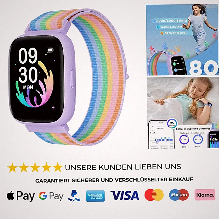 BIGGERFIVE Kinder Smartwatch 1,8 Zoll Fitness Tracker Schrittzähler Pulsmonitor