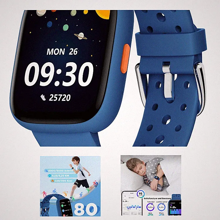 BIGGERFIVE Kinder Smartwatch 1,8 Zoll Fitness Uhr Schrittzähler Pulsmonitor IP