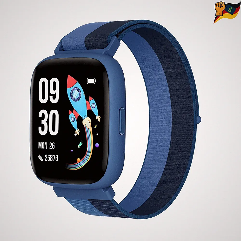 BIGGERFIVE Smartwatch 1,8 Zoll Nylonblau Kinder Fitness Tracker Schrittzähler