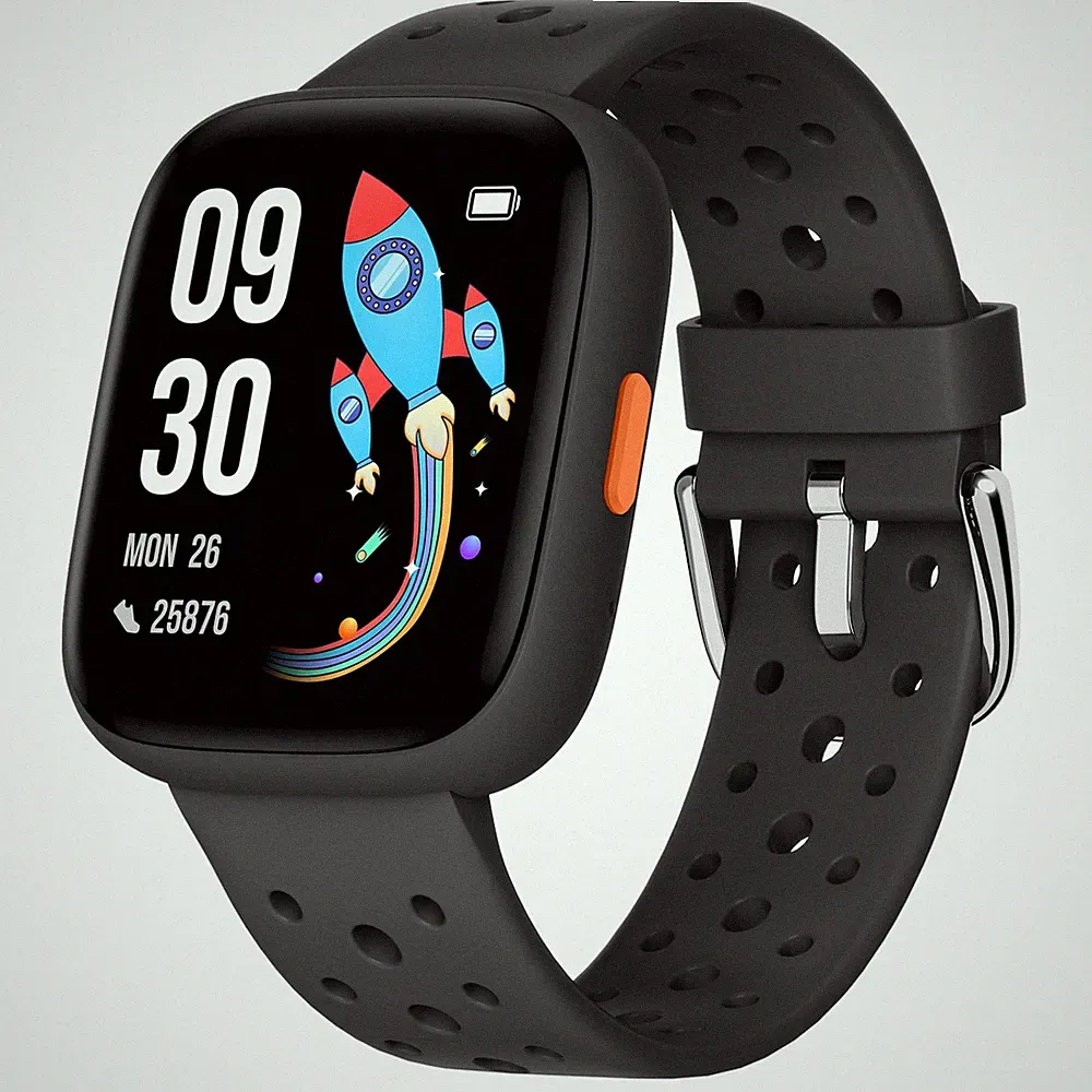 BIGGERFIVE Smartwatch Kinder 1,8" Fitness Uhr mit APP, Schrittzähler Schwarz