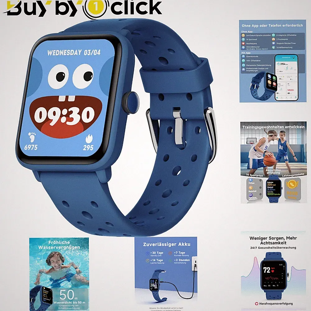 Biggerfive Smartwatch Kinder 5ATM , Herzfrequenz & Schlafmonitor