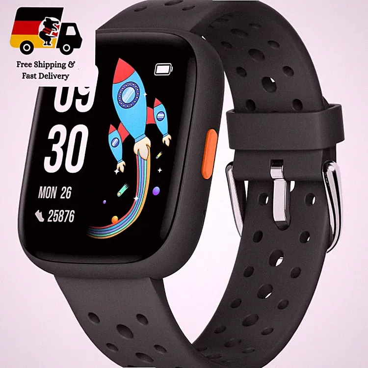BIGGERFIVE Smartwatch Kinder BW02 mit App, 1,8" Touchscreen, Schwarz, GPS