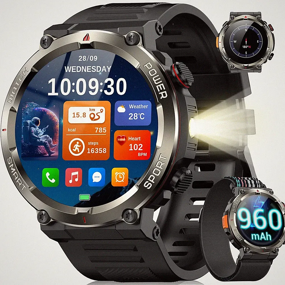 Blackview Military Smartwatch für Herren 1,45 Zoll, schwarz verbesserte Version