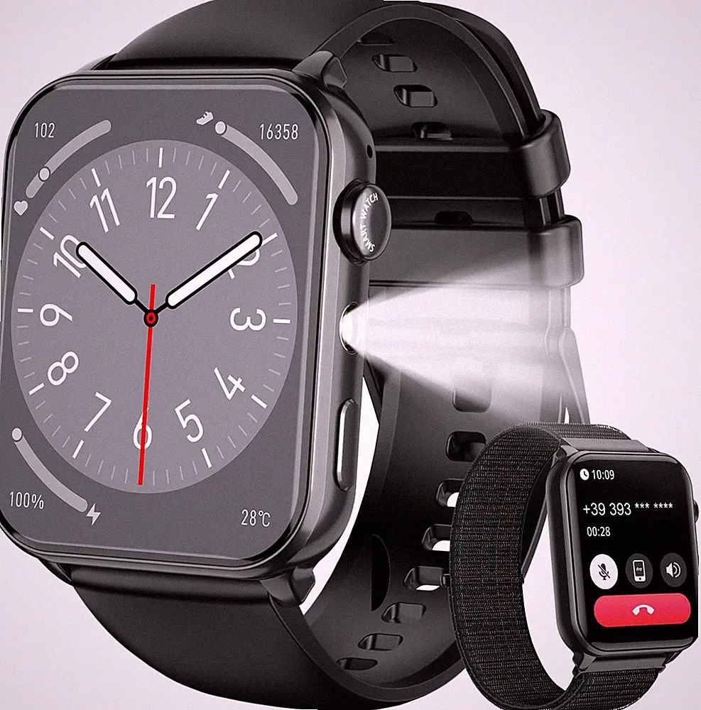 Blackview Smartwatch Herren Damen, Bluetooth-Anrufe/LED-Leuchten Sportuhr Kalori