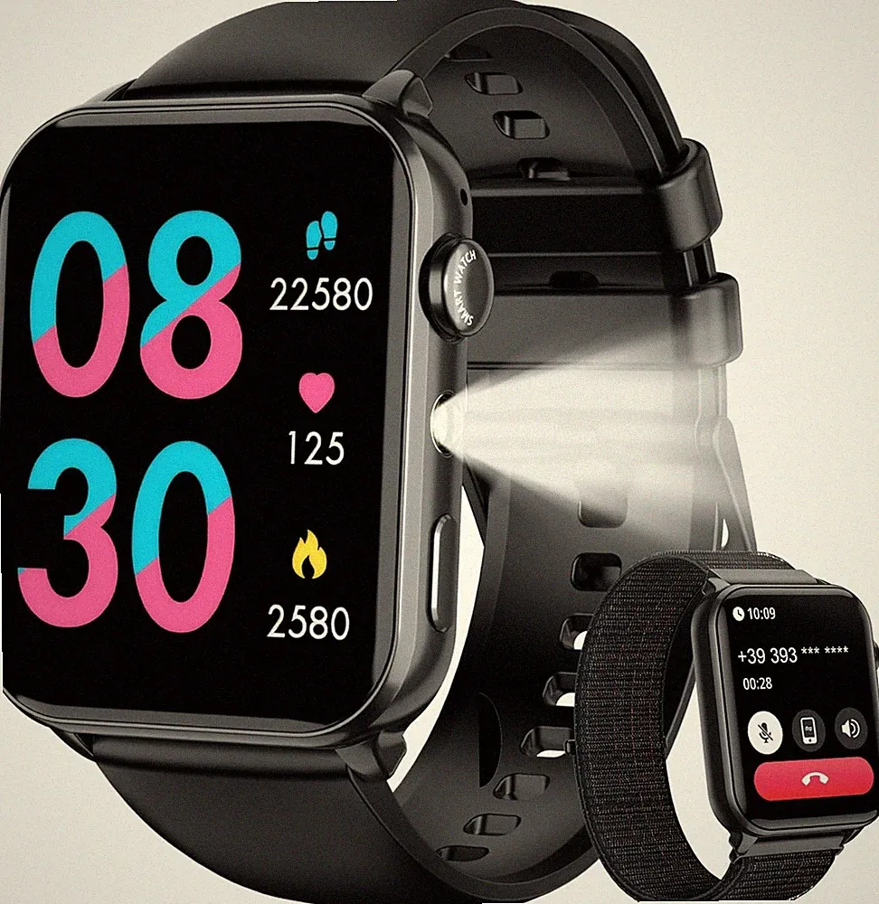 Blackview Smartwatch Herren Damen mit Telefonfunktion LED-Leuchten Fitnessuhr