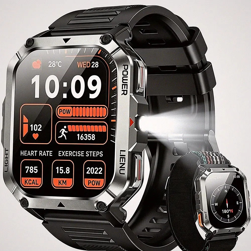 Blackview Smartwatch Herren Fitnessuhr mit Anrufe tätigen/empfangen | Kompass