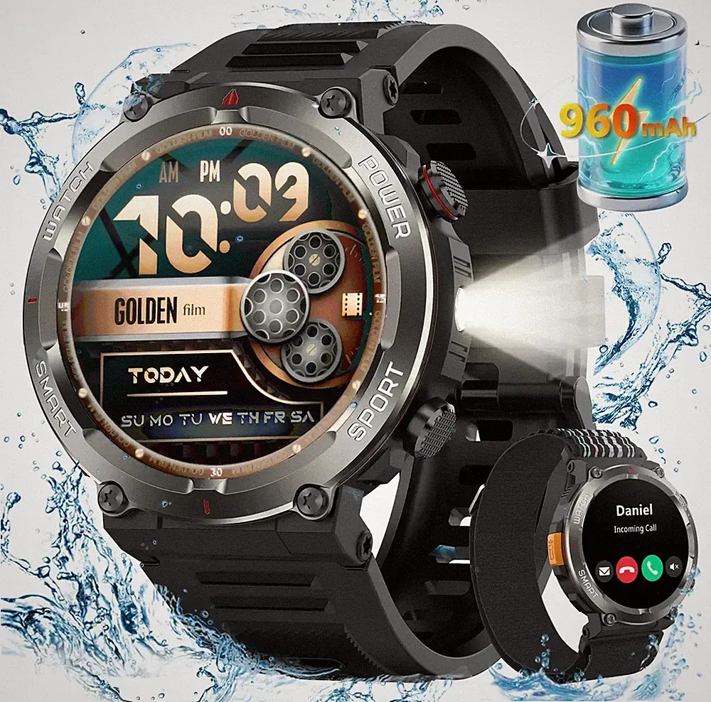 Blackview W50PRO Smartwatch Herren mit BluetoothAnrufe für iPhone Samsung Xiaomi