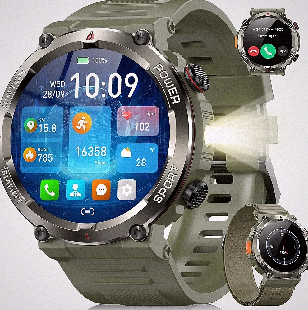 Blackview W50PRO Smartwatch Herren mit Telefonfunktion Pulsmesser für AndroidiOS