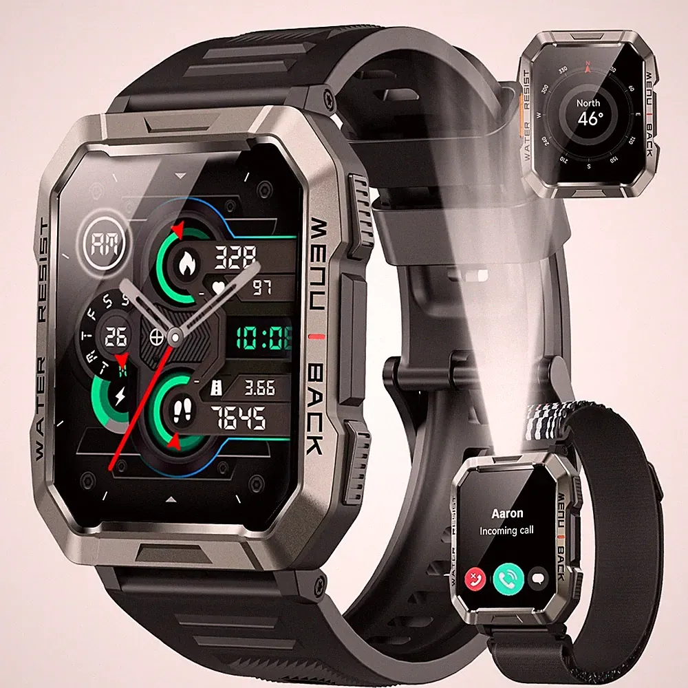 Blackview W60 Smartwatch Herren mit BluetoothAnrufe 5ATM Wasserdicht Fitnessuhr