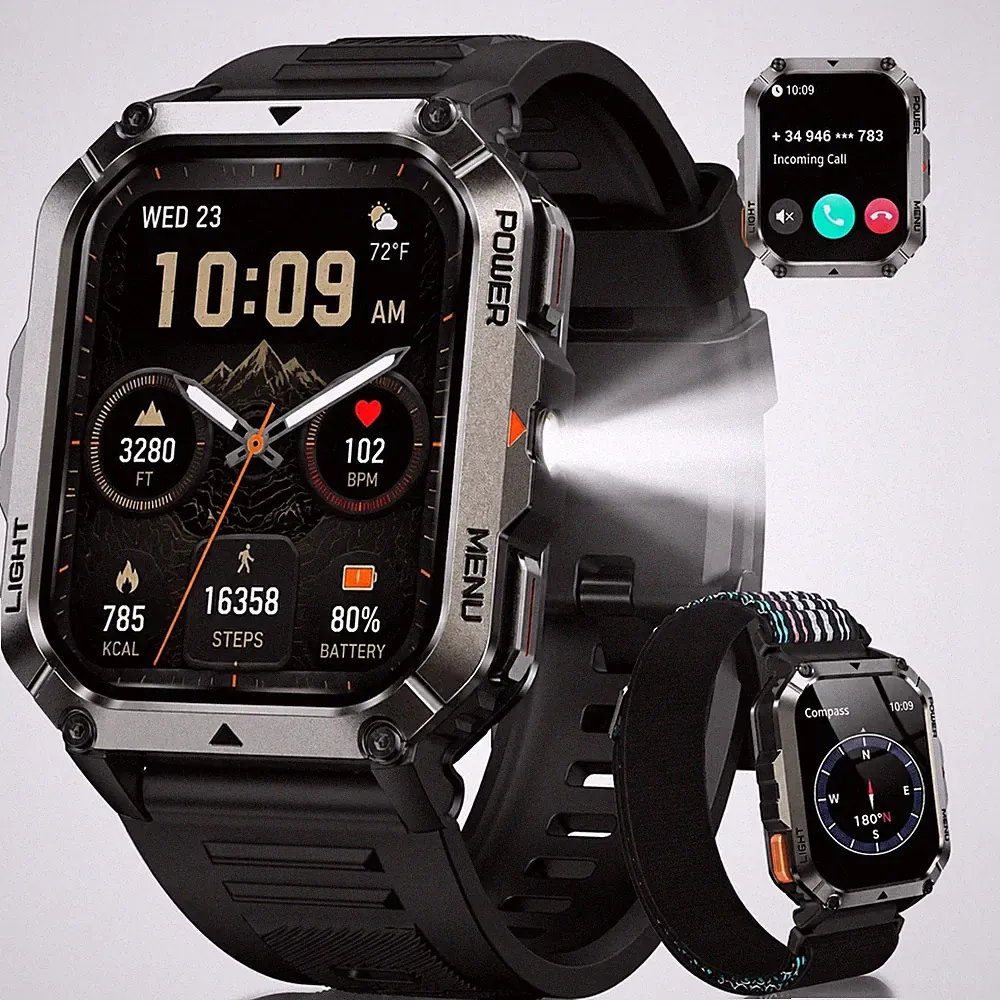 Blackview W70PRO Smartwatch Herren mit Telefonfunktion & Kompass & Taschenlampe