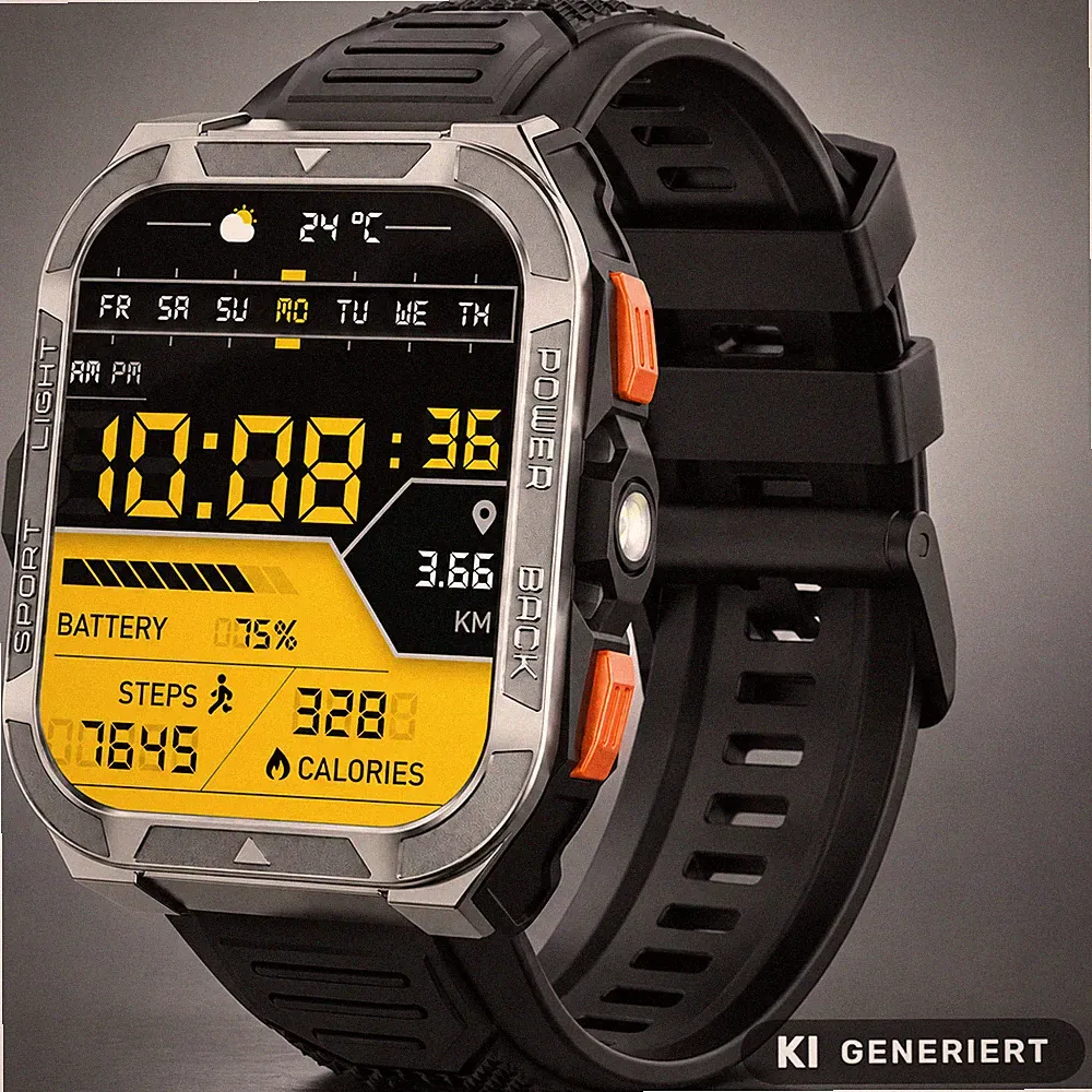 Blackview W80Pro Herren-Smartwatch Integriertes GPS Kompass 900 mAh Akku NEU OVP