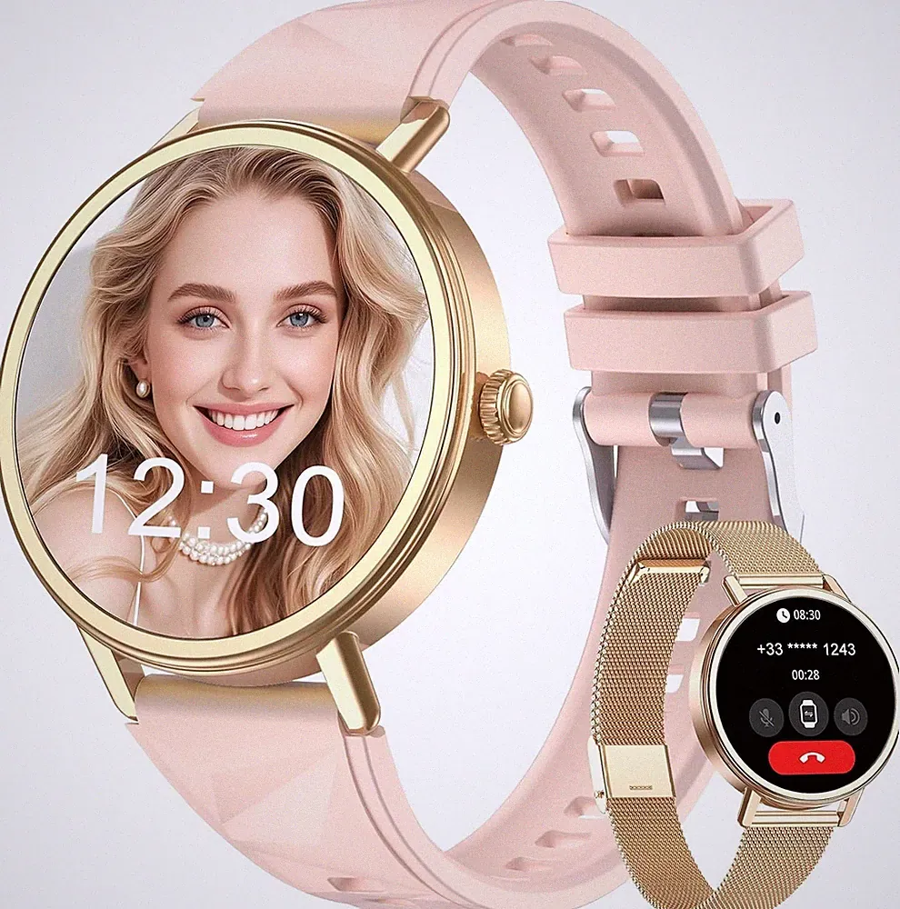 Blackview X30 Smartwatch Damen 1.26" mit Telefonfunktion für Android & iOS -Gold