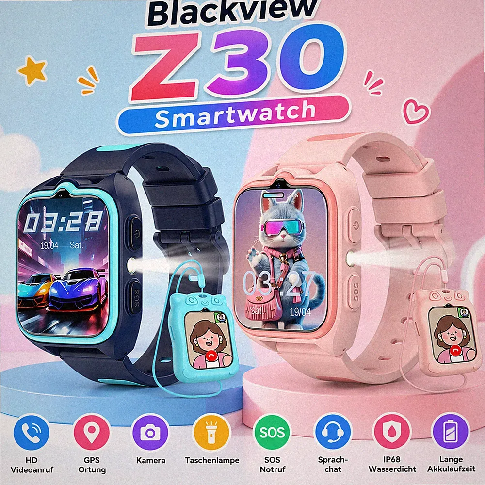 Blackview Z30 Kinder Smartwatch 4G Telefon GPS Videoanruf SOS Notruf Armbanduhr