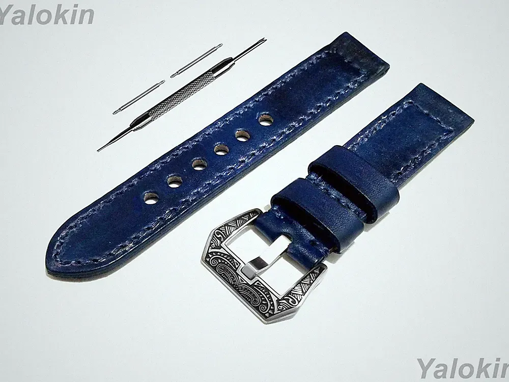 Blaues Gebürstetes Lederband Armband Für Garmin Venu X1 Fitness Smartwatch -B24
