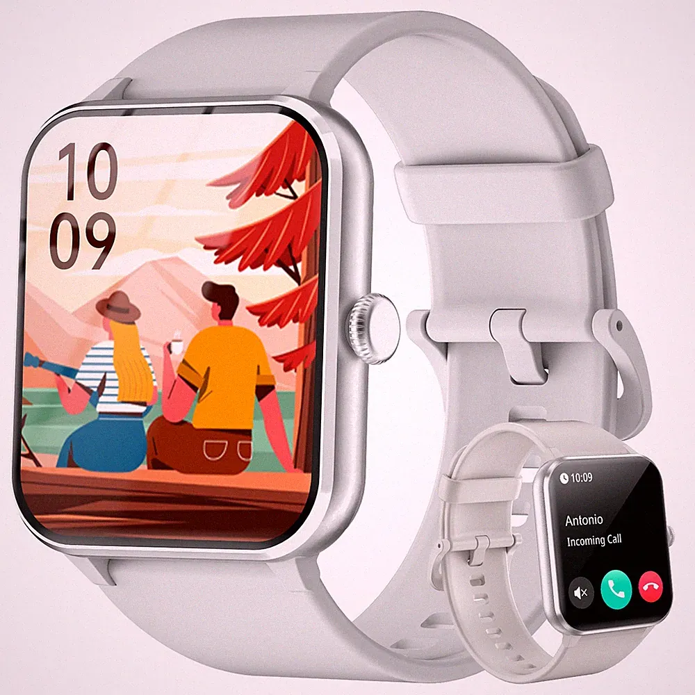 Bluetooth Smartwatch Armband Pulsuhr Herren Damen Fitness Tracker Sport Uhr Grau