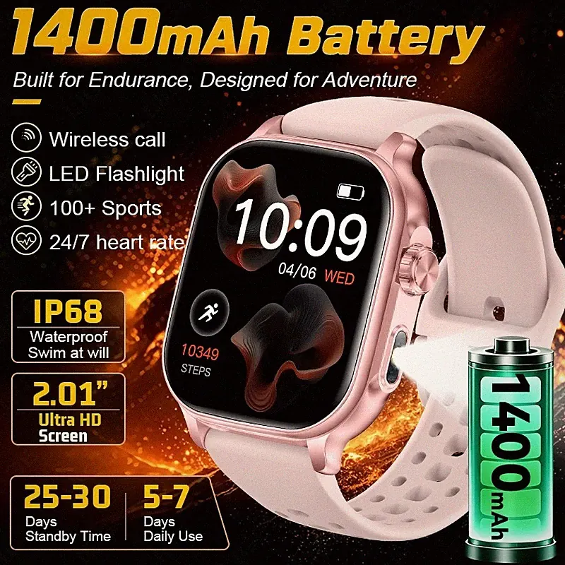 Bluetooth Smartwatch Damen Frauen Anrufe Fitness Tracker Herzfrequenz Pulsuhr