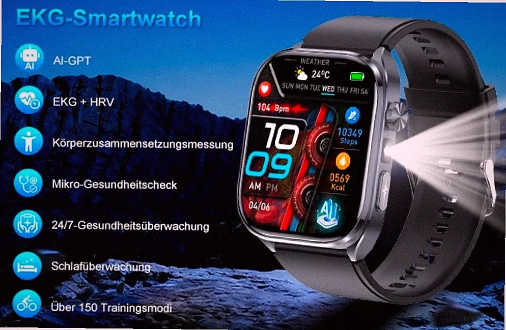 Bluetooth Smartwatch Fitness Tracker Herzfrequenz Pulsuhr Blutdruck Herren Damen