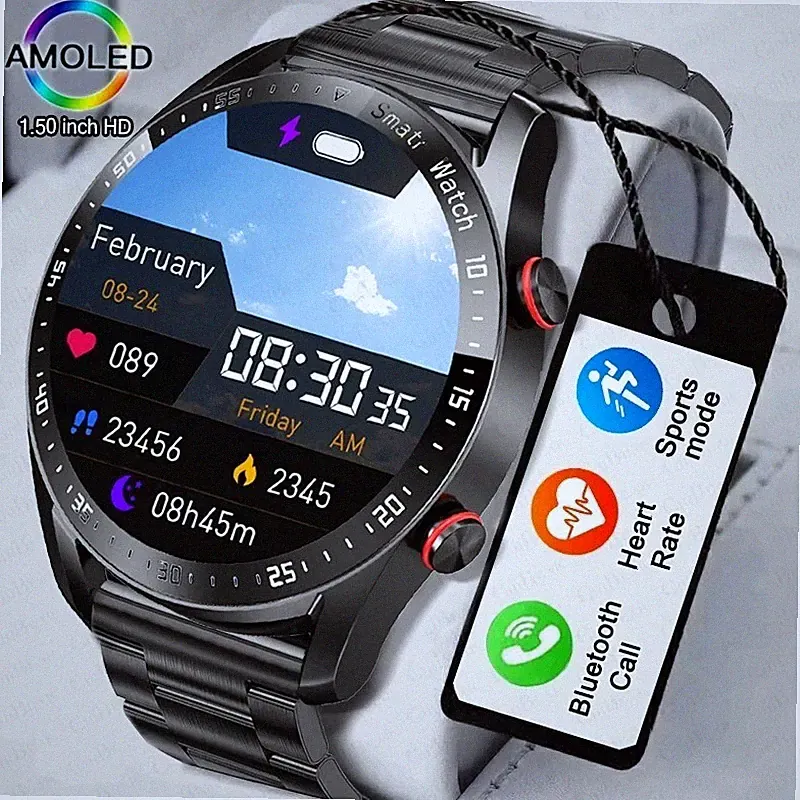 Bluetooth Smartwatch Herren watch Fitness Herzfrequenz Pulsuhr Blutdruck LUXUS
