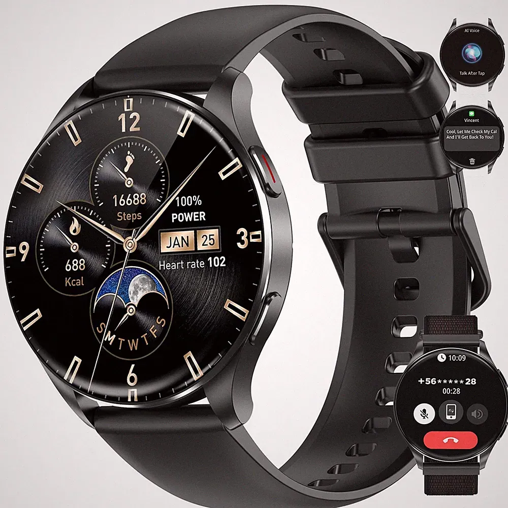 Bluetooth Smartwatch Luxus Herren Armband Herzfrequenz Pulsuhr FitnessArmbanduhr